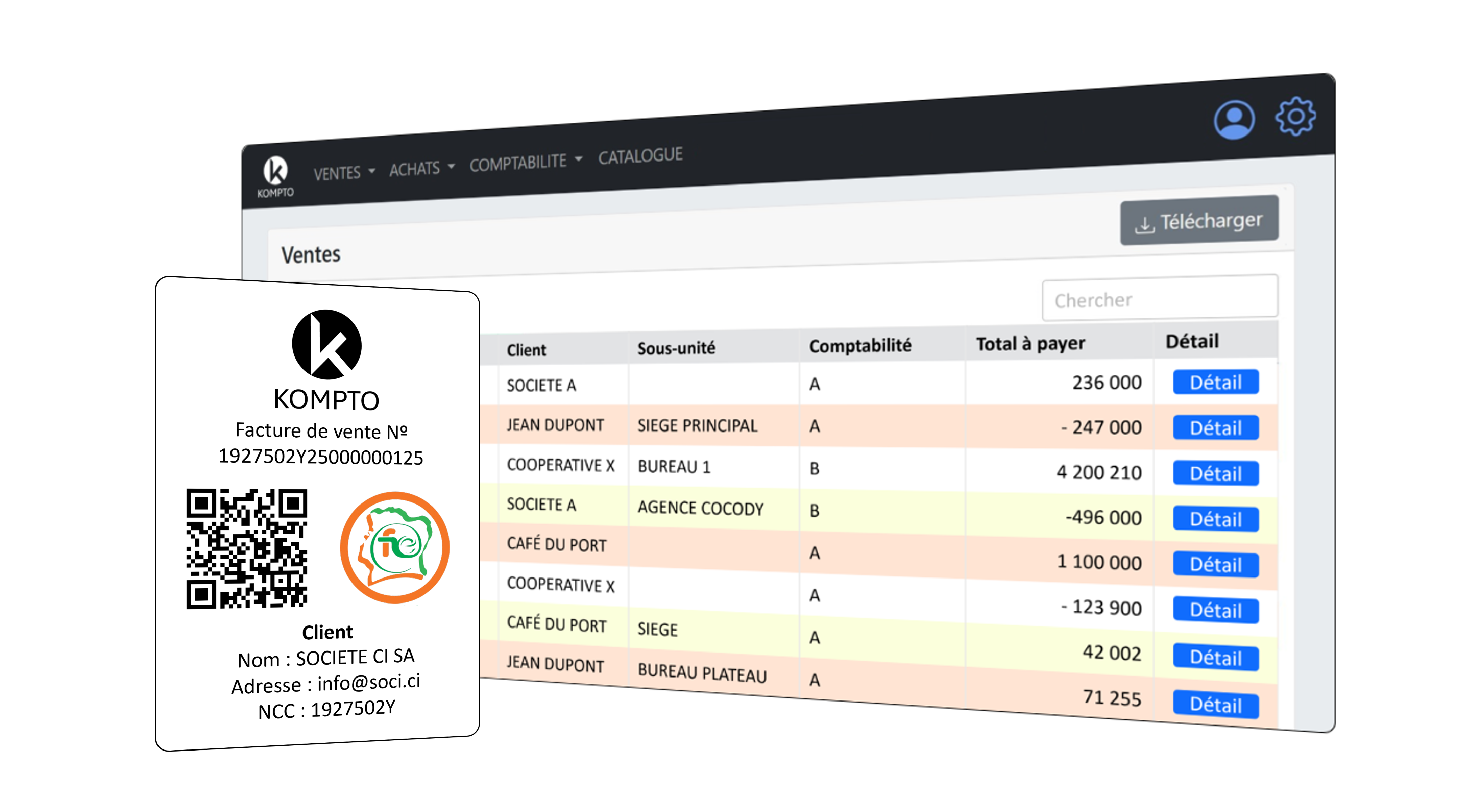 Interface KOMPTO de gestion des Factures Normalisées Électroniques
